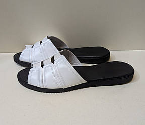 STTOPA Розміри 42-44. Шльопанці великих розмірів на широку ногу шкіряні. 122-4244 Білі