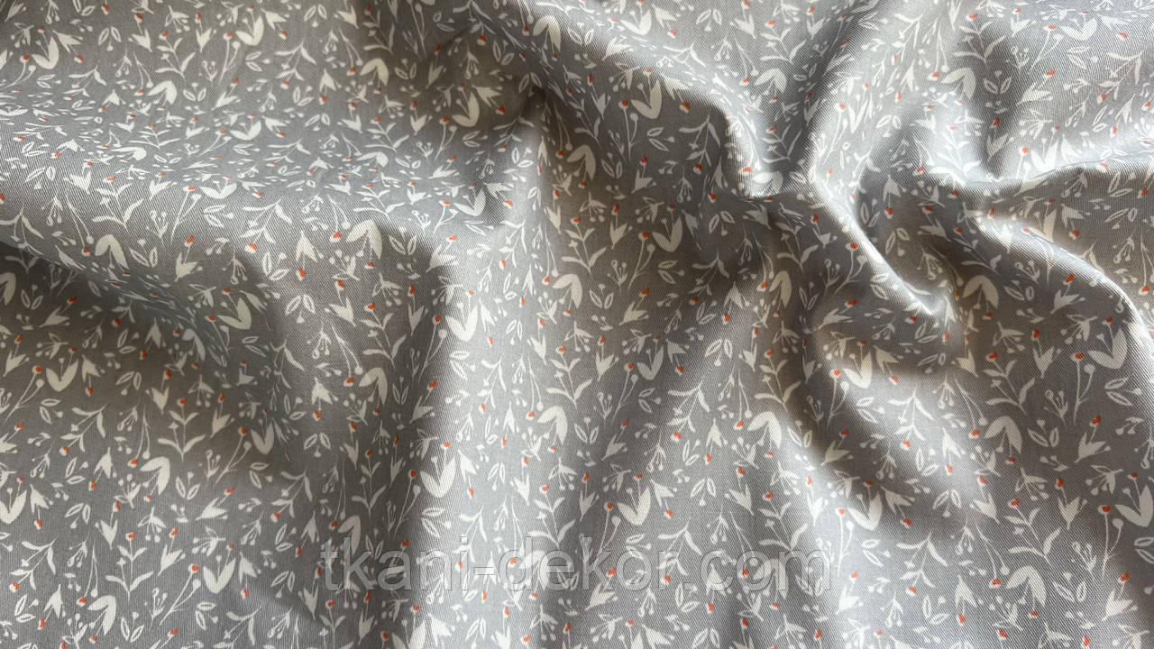 Сатин (бавовняна тканина) лілеї на сірому, фото 1