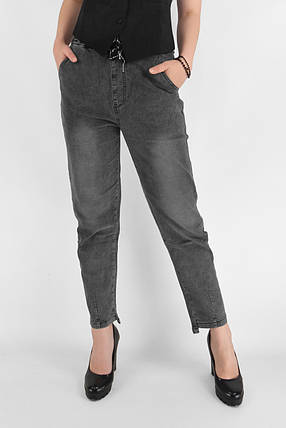Джинси МОМ на гумці Жіночі стильні джинси у великих розмірах від 30 до 36 Сірий колір, фото 2