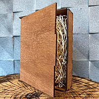 Подарочная коробка из дерева с декоративным наполнителем бокс 20,5х16х3,7 орех с крышкой на шарнирах