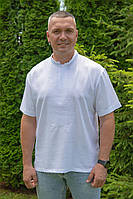 Мужская Рубашка Вышиванка Белая лен белая вышивка р. 42 - 56 S