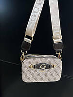 Женская подарочна сумка клатч Guess Izzy Crossbody Beige (бежевая) G017 модная красивая для стильной девушки