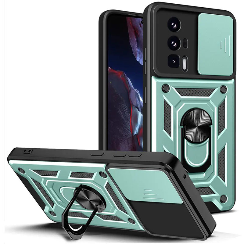 Протиударний чохол Camshield Serge Ring для Xiaomi Poco F5 Pro | Броньований з кільцем-підставкою Зелений, фото 1