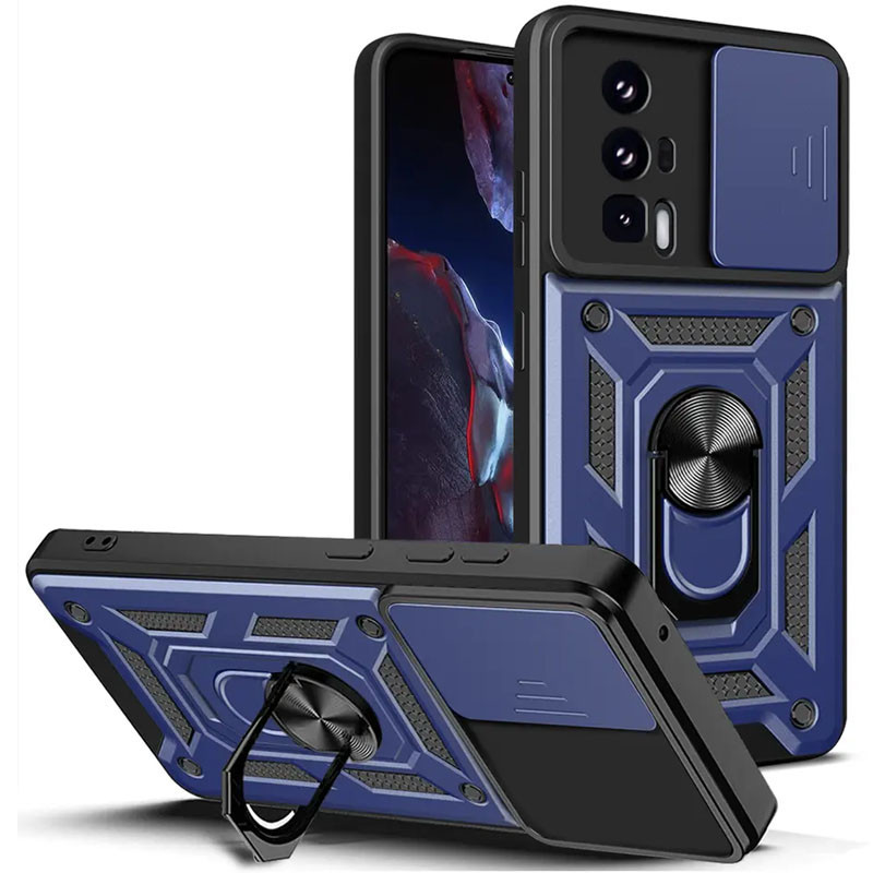 Протиударний чохол Camshield Serge Ring для Xiaomi Poco F5 Pro | Броньований з кільцем-підставкою Синій, фото 1