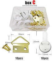 Підвіски Для Фоторамок та Картин Без Свердління до 8 кг Набір 20 шт Box C SPEC (SP-24233)