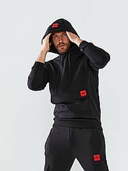 Чоловічий спортивний костюм Hugo Boss чорний худі з джогерами, спорт костюм Бос із капюшоном