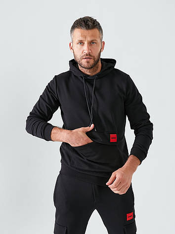 Чоловічий спортивний костюм Hugo Boss чорний худі з джогерами, спорт- костюм Бос із капюшоном, фото 1