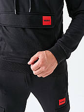 Чоловічий спортивний костюм Hugo Boss чорний худі з джогерами, спорт- костюм Бос із капюшоном, фото 4
