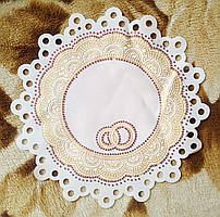 Серветка весільна з кільцями та камнями (диаметр 28 см)