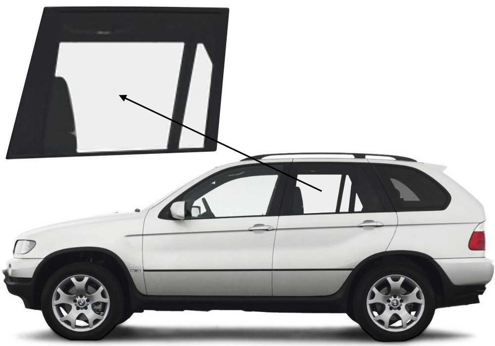 Бічне скло BMW X5 2000-2006 задніх дверей ліве