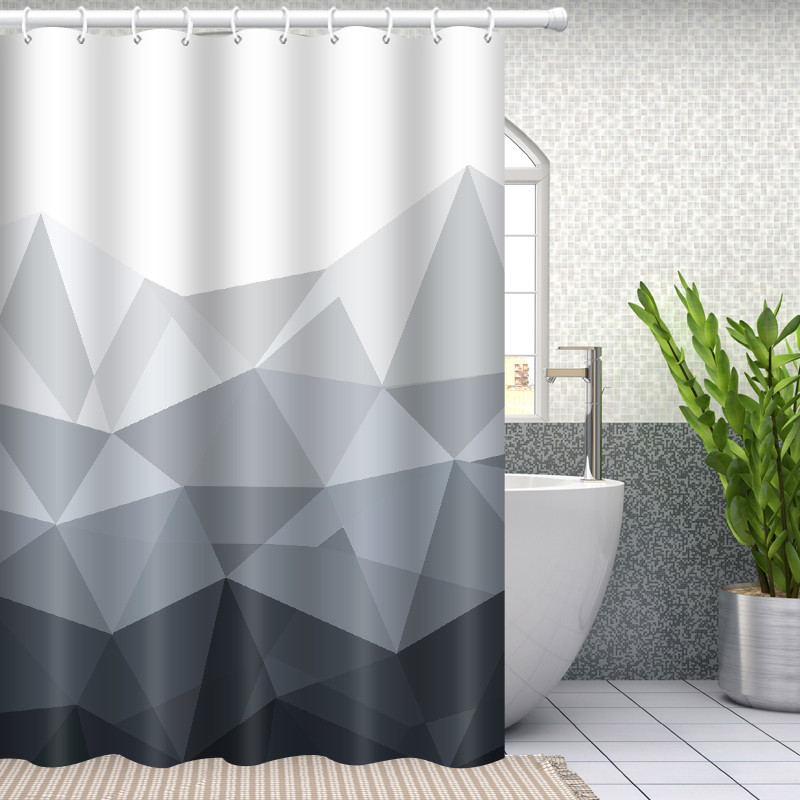 Шторка для ванної кімнати Bathlux 180 x 180 см люкс якість з водовідштовхувальним покриттям, біла з чорним принтом 1658 Люкс
