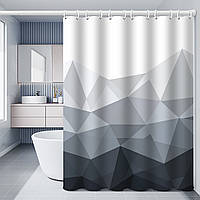 Шторка для ванної кімнати Bathlux 180 x 180 см люкс якість з водовідштовхувальним покриттям, біла з чорним принтом 1658 Люкс, фото 5
