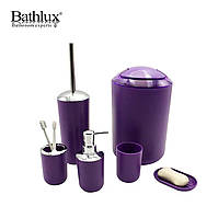Набор качественных стильных аксессуаров для ванной комнаты Bathlux из 6 предметов, Фиолетовый