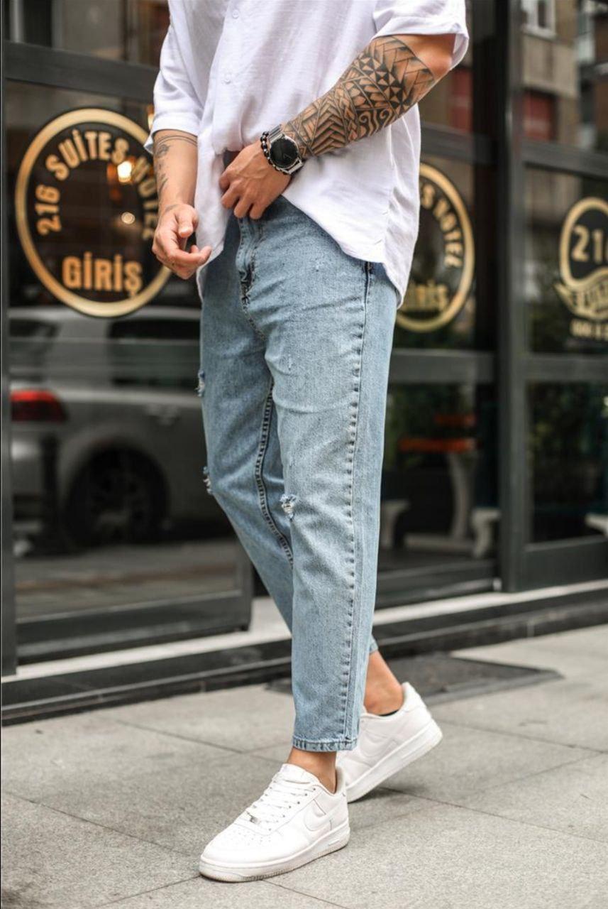 Джинси мом чоловічі рвані Crossgo | Чоловічі джинси мом весняні літні ...