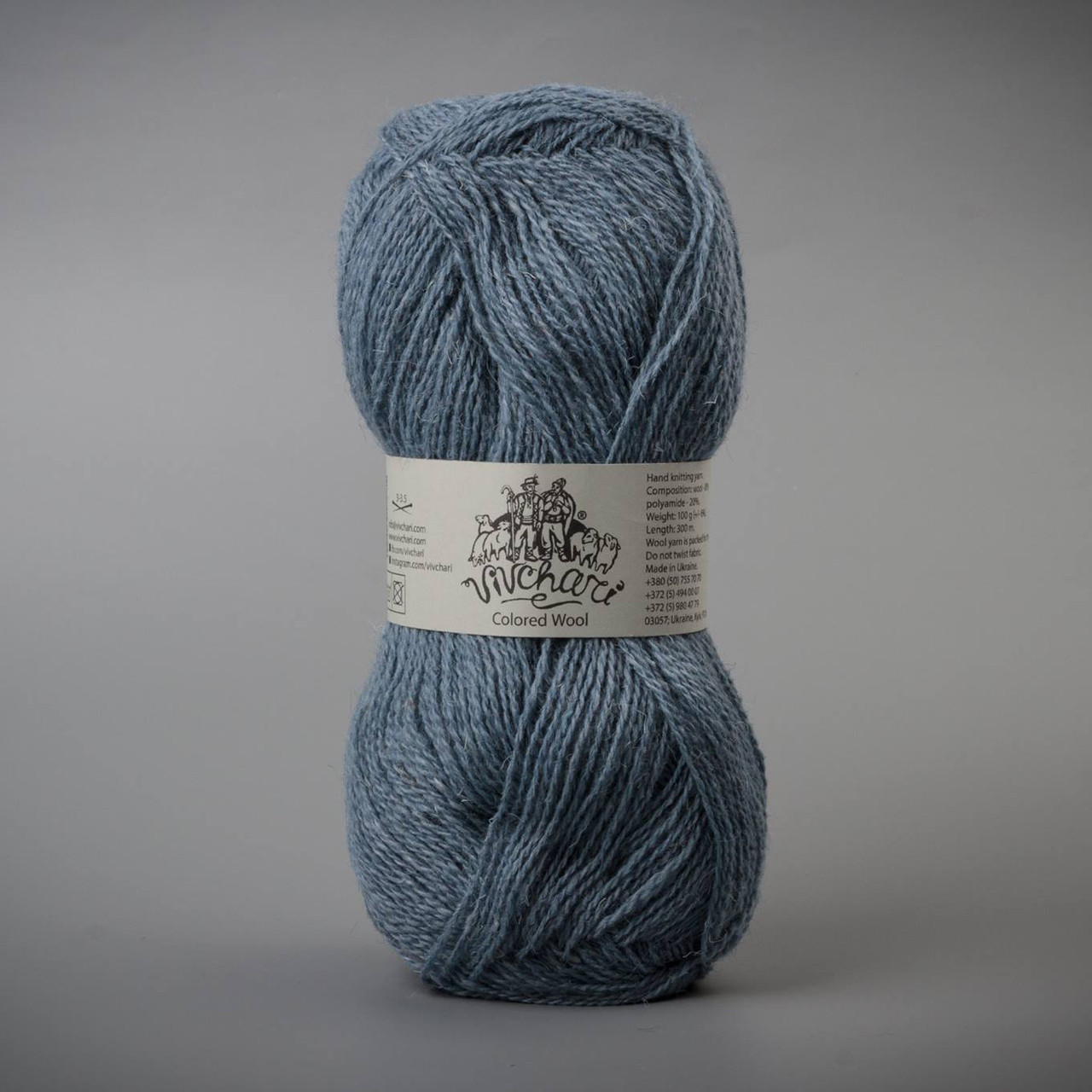 Пряжа Vivchari Сolored Wool 807 Сіро-блакитний