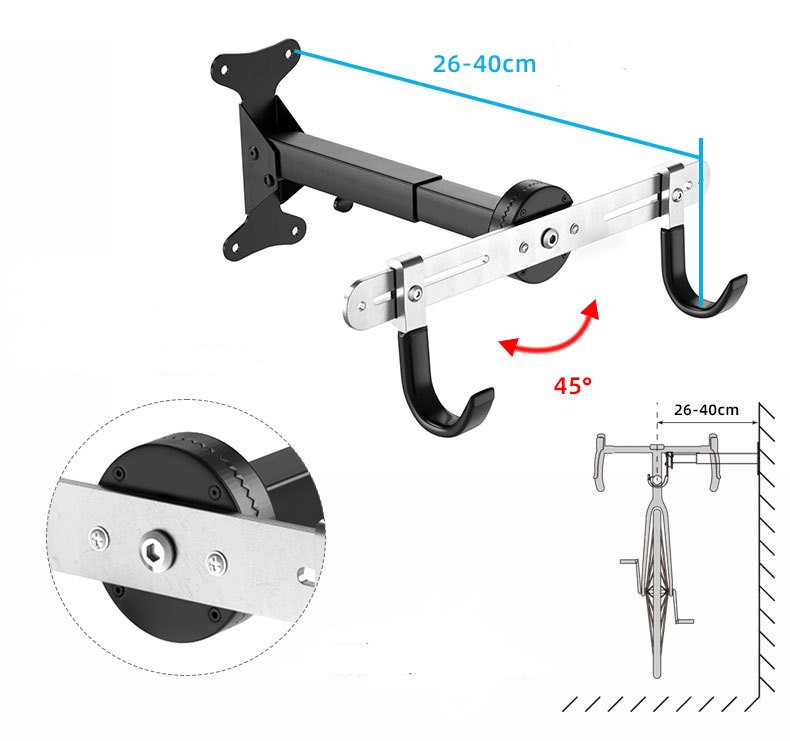 Крепление крепеж велосипеда на стену за раму, регулируемая настенная вело подвеска - фото 5 - id-p1904547134