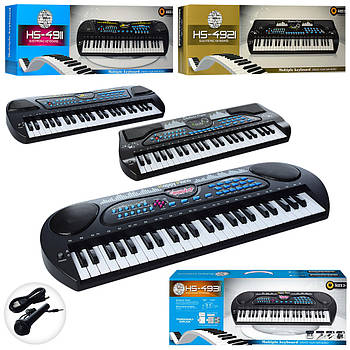 Синтезатор дитячий (3 види, 49 клавіш, мікрофон, USB шнур, запис, демо версія) HS4911-21-31