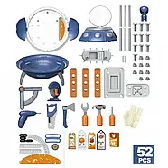 Ігровий набір інструментів НЛО (52 деталі, шурупи, проектор, на батарейках) 25767, фото 4