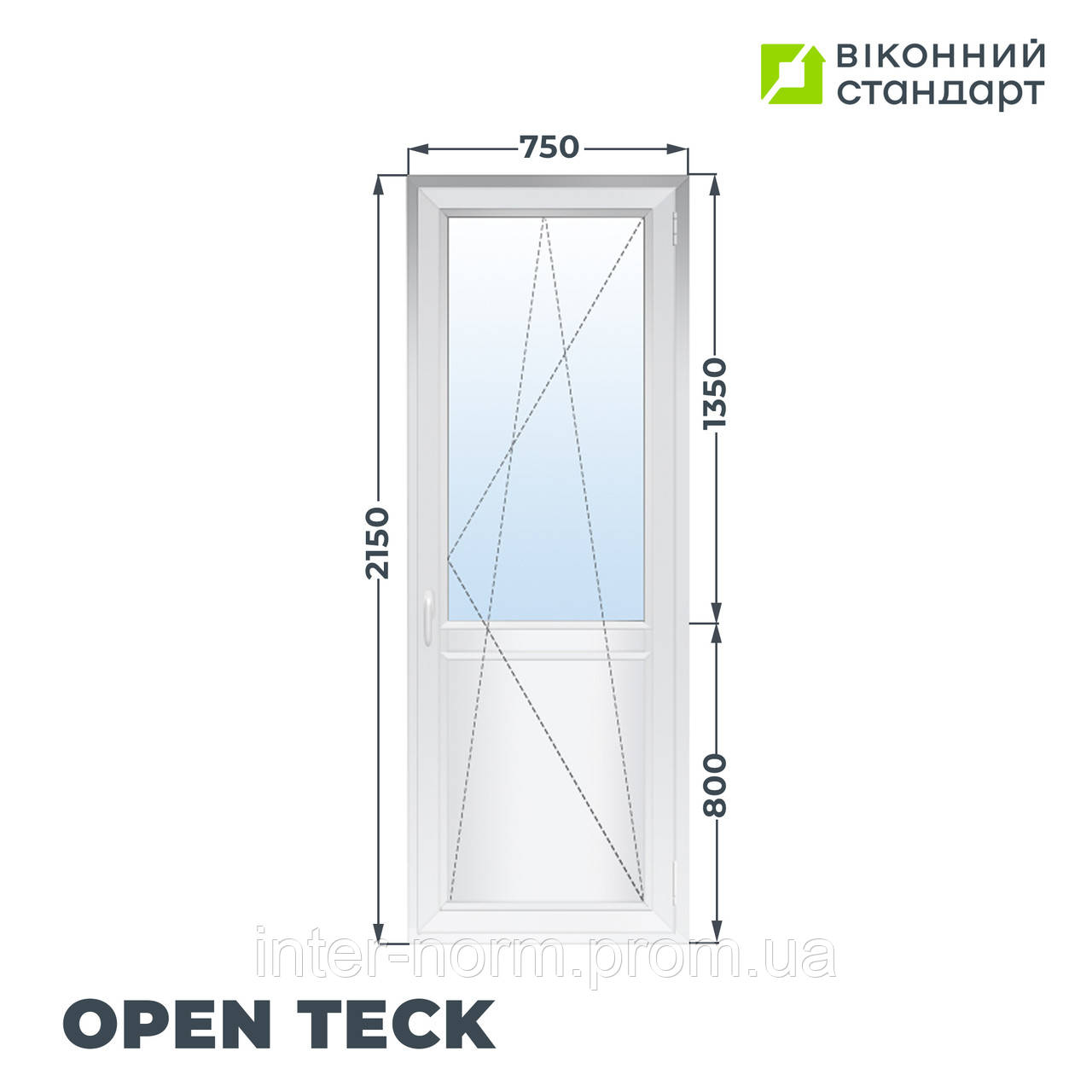 Дверь балконная OpenTeck De-Lux 60, белая, 750х2150 мм от производителя Оконный Стандарт - фото 1 - id-p1904554353