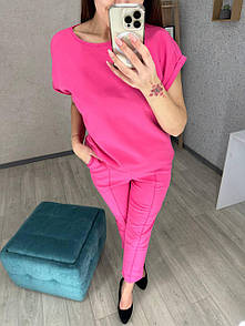 Стильний жіночий літній костюм з блузкою. Повсякденний елегантний жіночий костюм "Agnes"