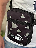 Барсетка через плечо \ сумка мессенджер \ бананка "Puma" черная с принтом