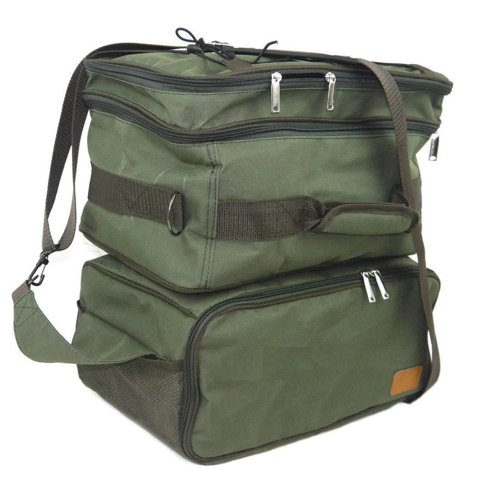 Двоскладова рибальська сумка для котушок і снастей VA P-32, зелена