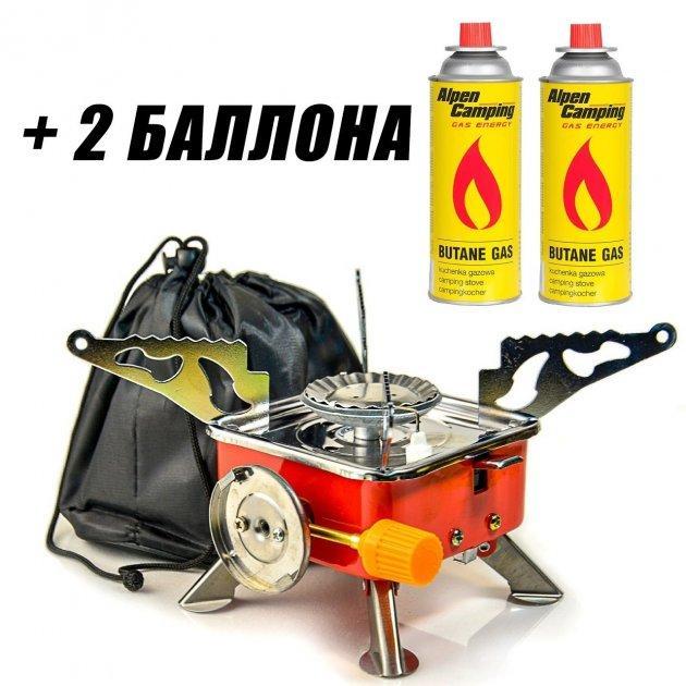 Туристична газова плитка з п'єзопідпалом Kovar K 202 мінігідгетична плита в комплекті з 2 балонами