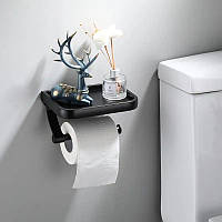 Держатель для туалетной бумаги с подставкой для декорации, телефон Черный/Сатин Матовый MVM Ecoco