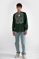 Мужская вышиванка "Стрилкивци" темно-зеленая 2KOLYORY (2K8190) S 44