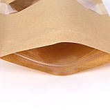 Дой-пак 180x280x45 КРАФТ + Вікно (500г) zip- замок, фото 2