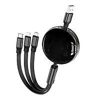 DR Кабель Hoco X78 3в1 USB to Lightning/ Type-C/ MicroUSB 1m black