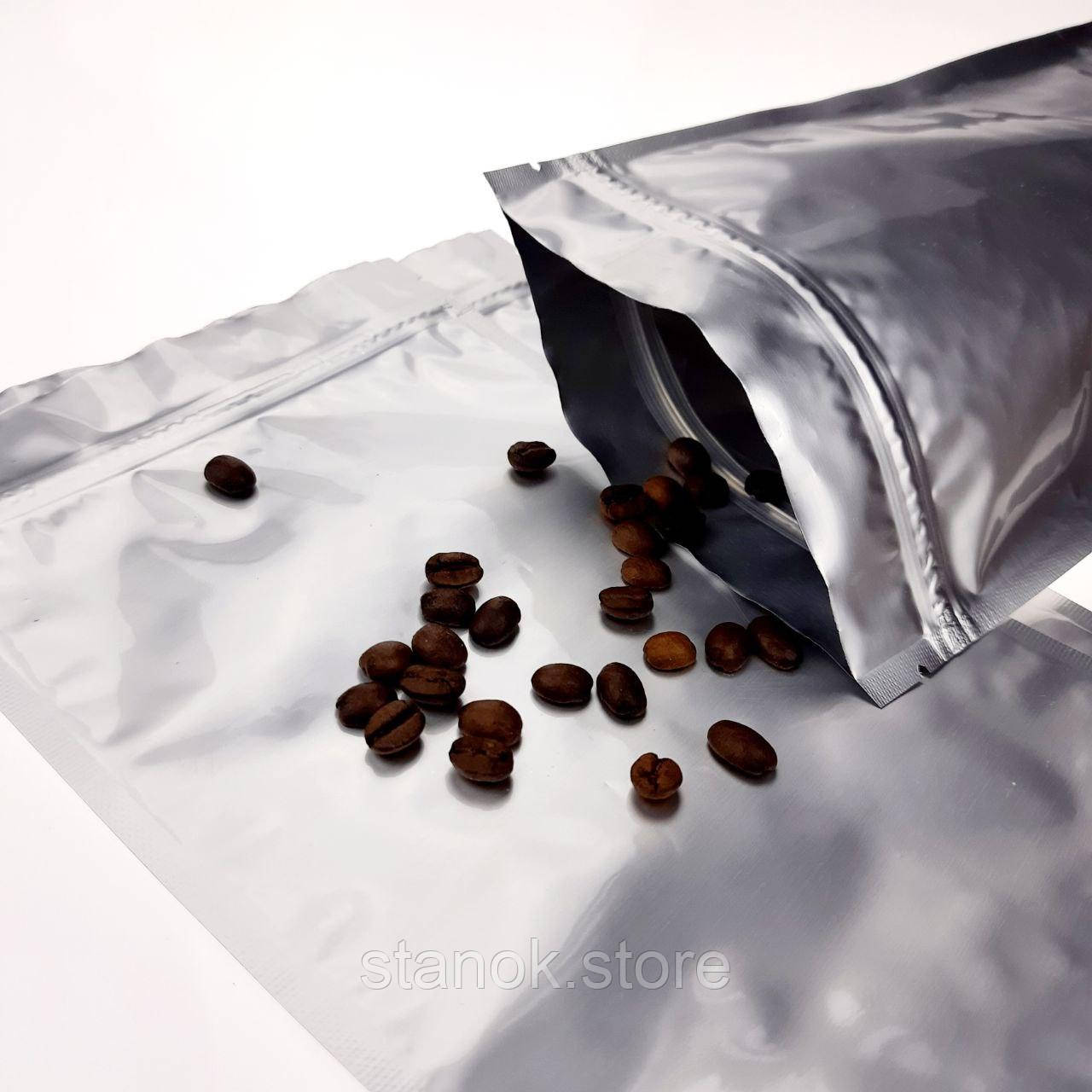 Дой-пак 140х240 срібло (250г) + zip- замок, фото 1