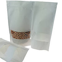 Дой-пак 100х170 крафт білий + вікно (50г) zip-замок дно