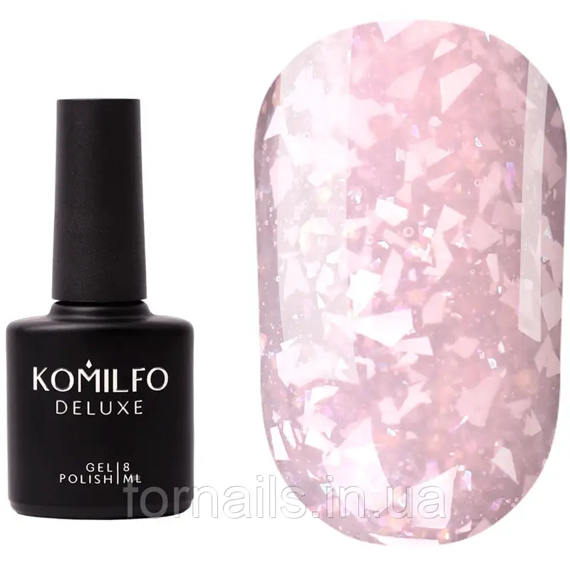 Komilfo Glassy Base GB005 (ніжно-рожевий з пластівцями), 8 мл