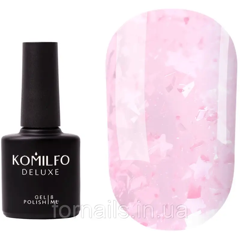 Komilfo Glassy Base GB006 (світло-рожевий з пластівцями), 8 мл