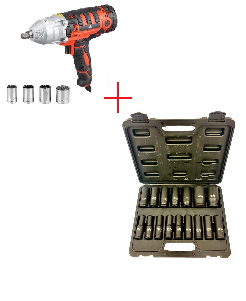 MAX Electric Impact Wrench Kit MXEW01+ LEX 1/2 Impact Socket Set 10-32mm (LXIS16E)
