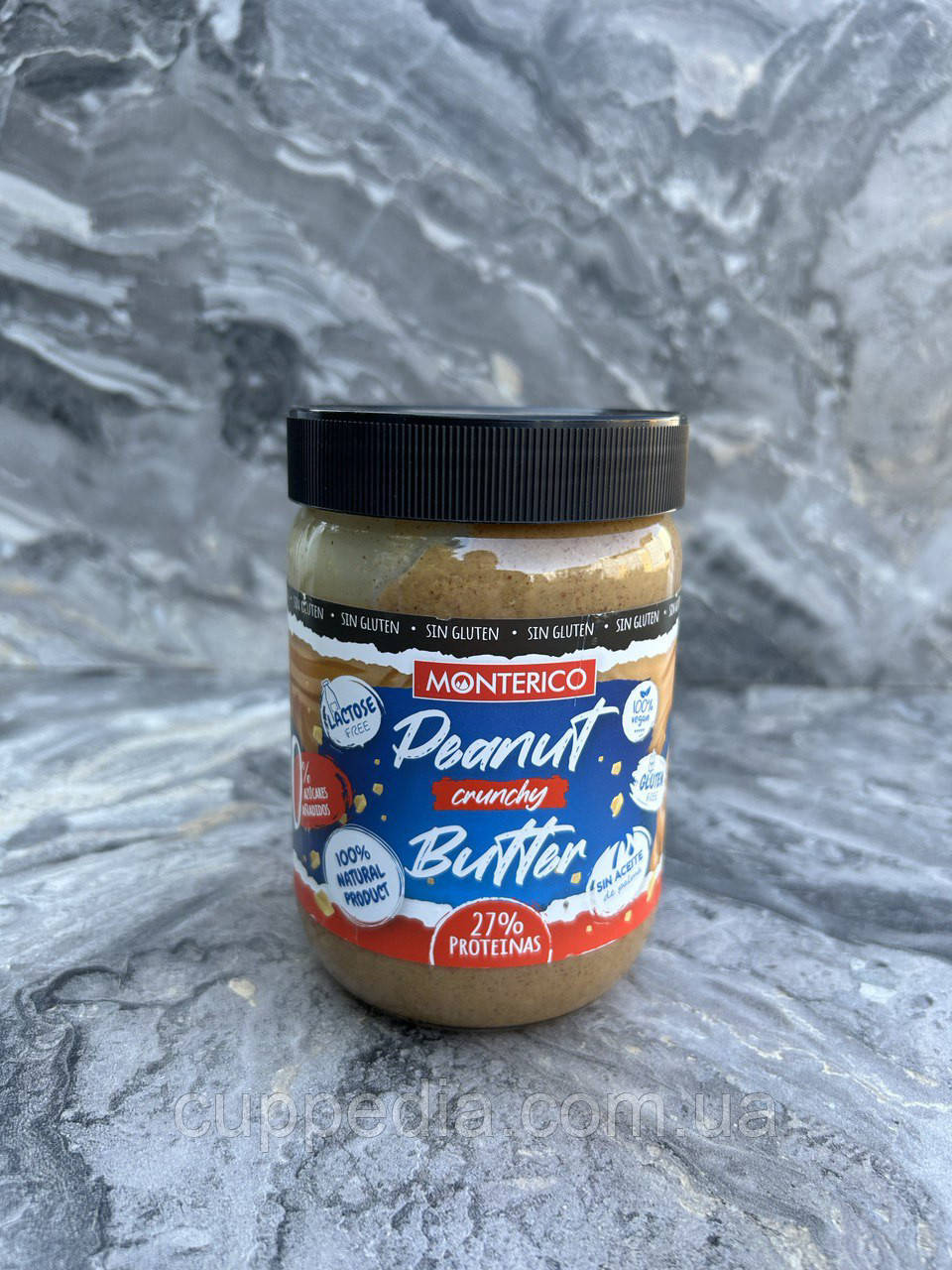 Арахісова паста Monterico Peanut Butter Crunchy зі шматочками арахісу без цукру, без глютену, без лактози 500 гр