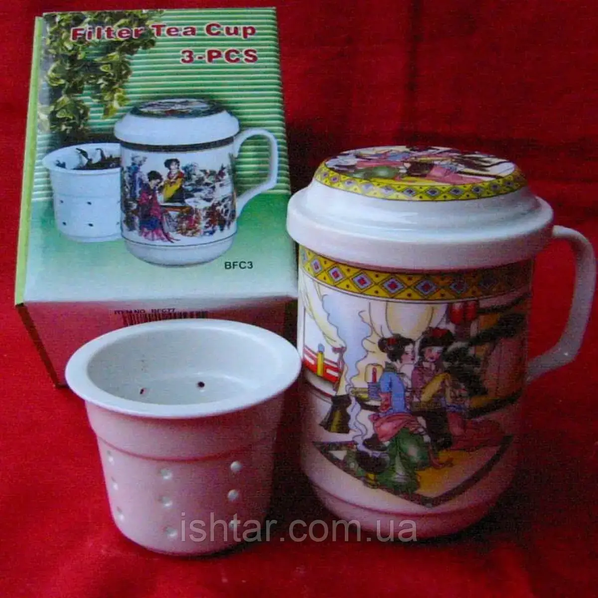 Чашка заварювальна із ситом (330мл.) (h-13см, d-7,5, фото 1