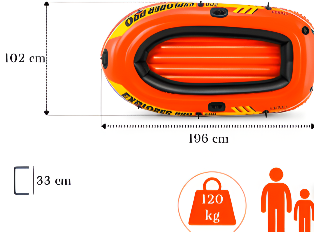 Лодки надувные резиновые EXPLORER PRO 200 - INTEX 58357 оранжевая , Детские надувные лодки и плотики - фото 4 - id-p1904622312