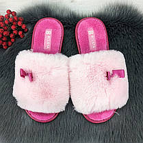 Капці жіночі хутряні Белста рожеві з відкритим носком 2641, фото 4