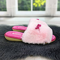Капці жіночі хутряні Белста рожеві з відкритим носком 2641, фото 2
