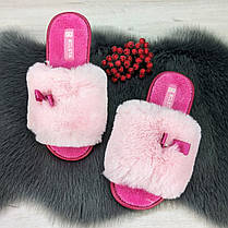 Капці жіночі хутряні Белста рожеві з відкритим носком 2641, фото 5