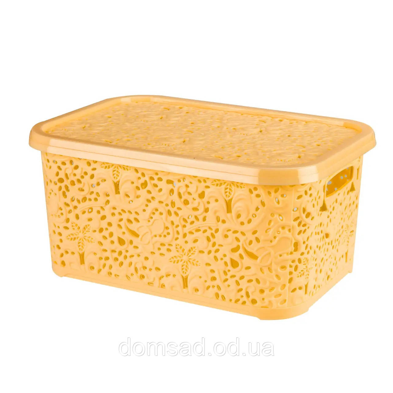 Кошик з кришкою "Ажур" 22л 43,5*31*20,5см бежевий