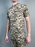 Тактична футболка з хлопку Піксель ЗСУ чоловіча армійська камуфляжна воєнна футболка Камуфляж, 48