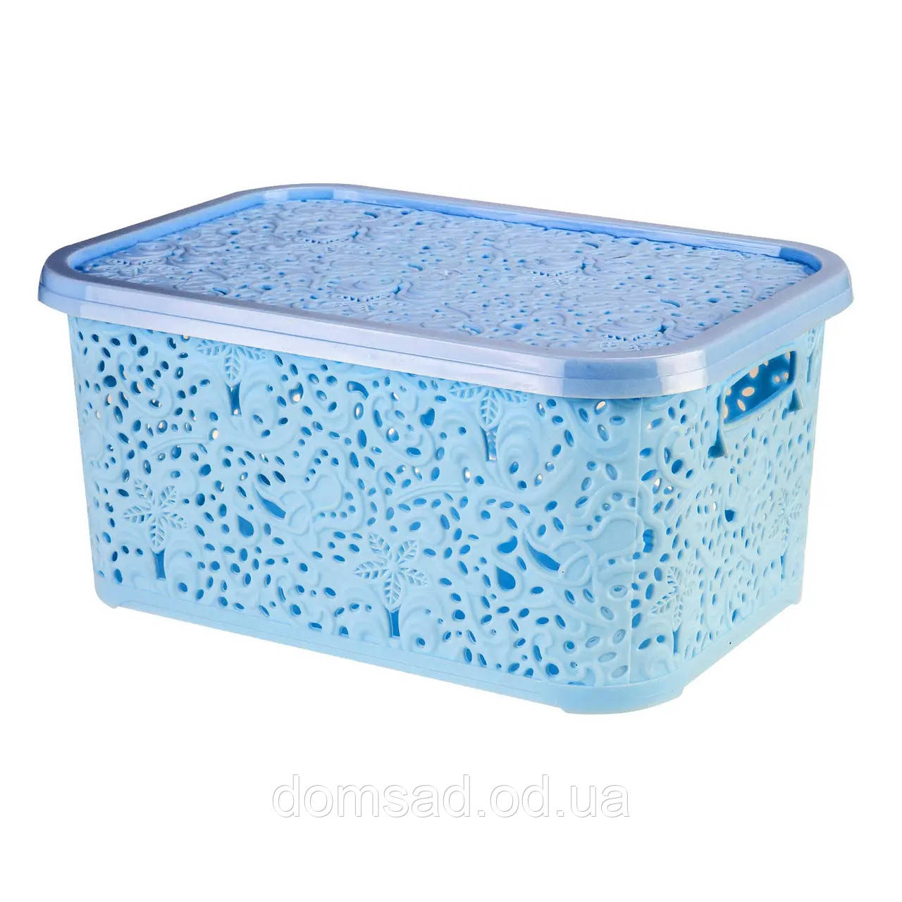 Кошик з кришкою "Ажур" 22л 43,5*31*20,5см блакитний