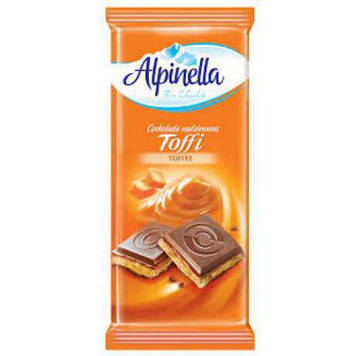 Шоколад молочний з карамеллю Alpinella Toffee. 100 г