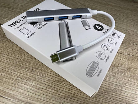 Hub USB - Type C для Macbook або Phone 4 ports, Юсб Хаб перехідник, фото 1