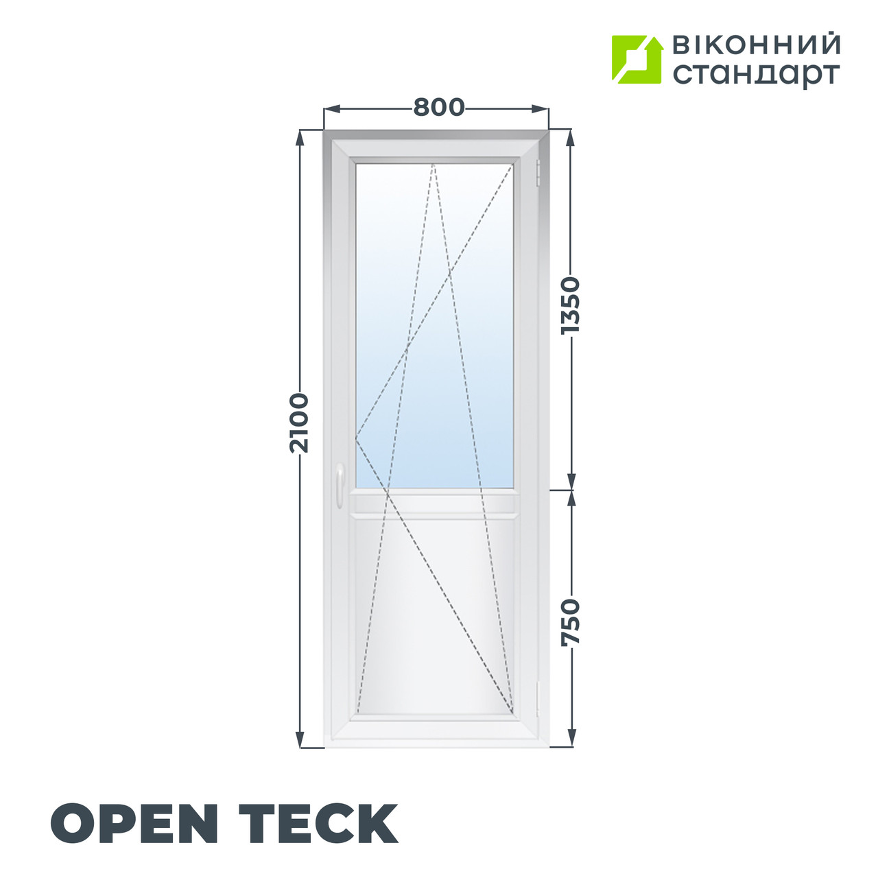 Дверь балконная OpenTeck De-Lux 60, белая, 800х2100 мм от производителя Оконный Стандарт - фото 1 - id-p1904623733