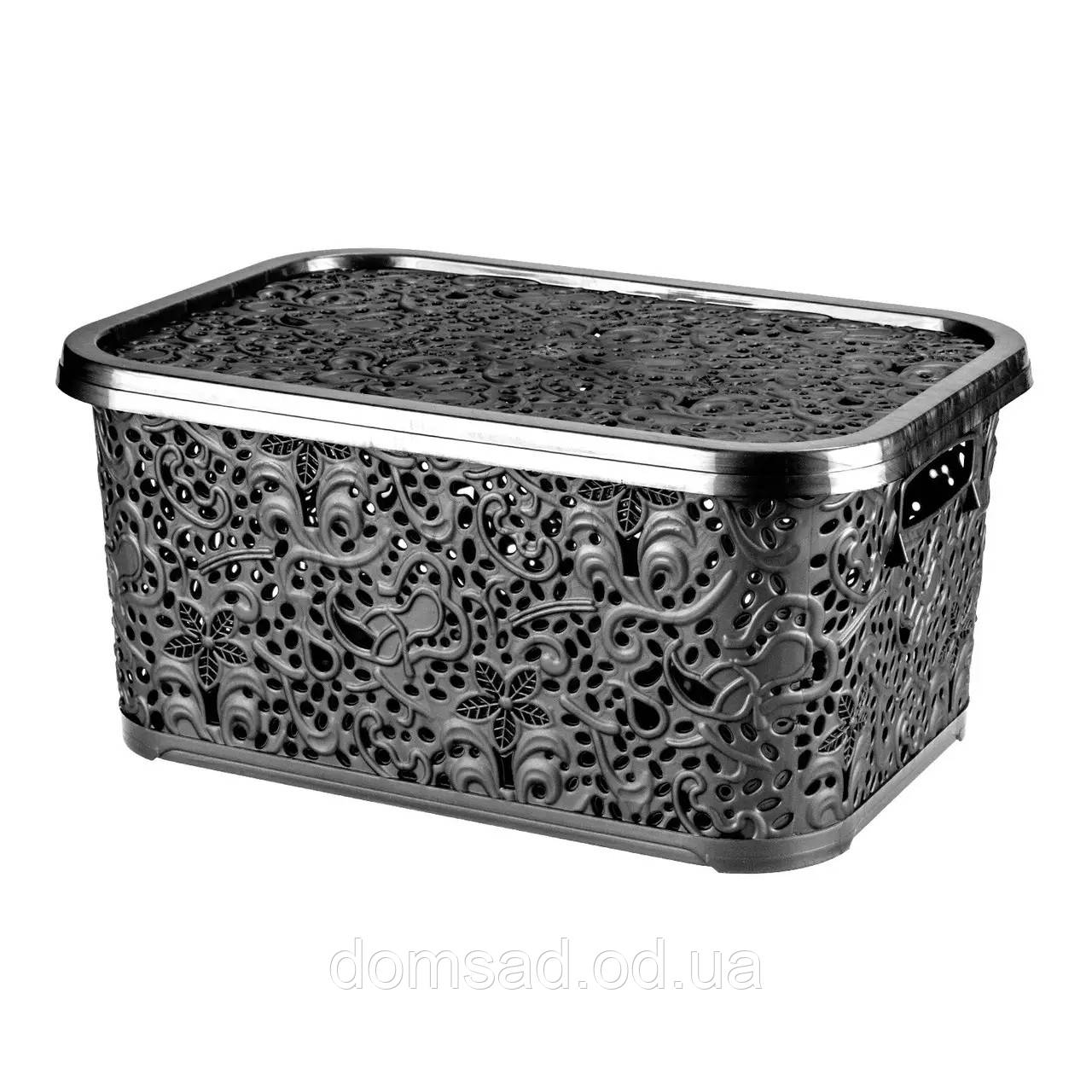 Кошик з кришкою "Ажур" 22л 43,5*31*20,5см металік