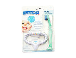 Стимулятор для прорізування блакитний і дитяча зубна щітка Curaprox CKC 42 boy